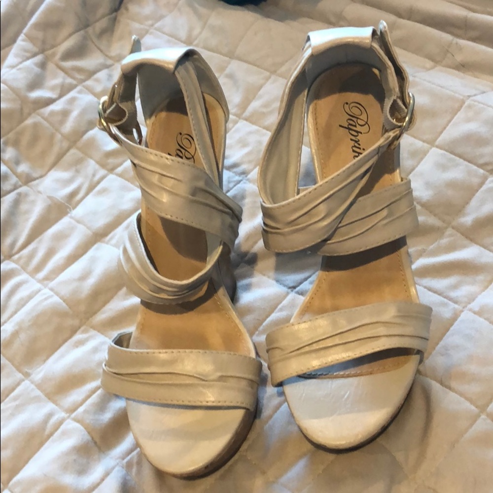 Cream colored wedges.